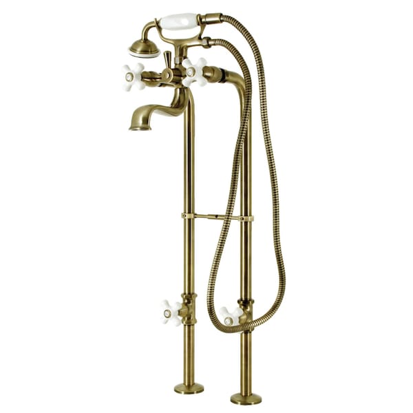 Kingston Brass Freestanding Clawfoot Tub Faucet Package with Supply Line, Antique Brass CCK226PXK3 - main